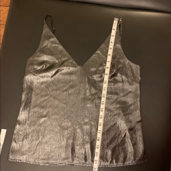 L’Agence Gabriella Camisole Metallic Silver Black Tank XS NWT - Picture 8 of 10